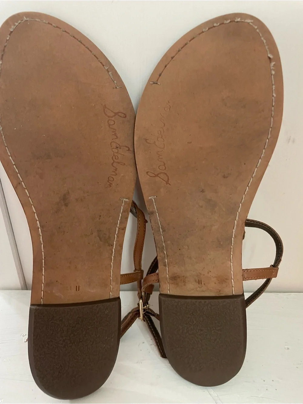 Sam Edelman Classic Brown Leather T-Strap Women’s Sandals Size 11